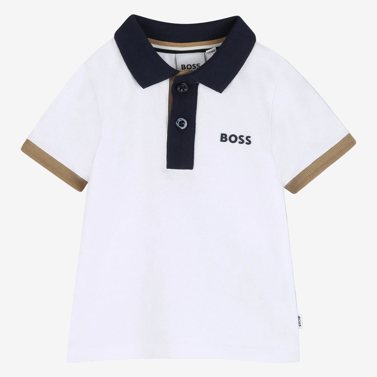 Boss Baby Boys White Polo with Contrast | Casa Childrenswear