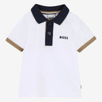 Boss Baby Boys White Polo with Contrast | Casa Childrenswear