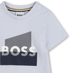 Boss Baby Boys Light Blue T-Shirt with Split Logo | Casa Childrenswear