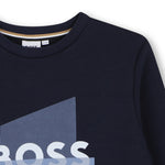 Boss Boys Navy Sweatshirt with Split Logo | Casa Childrenswear