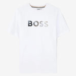 Boss Boys White T-Shirt with Gradient Logo | Casa Childrenswear
