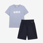 Boss Boys Blue Logo T-Shirt and Navy Short Set | Casa Childrenswear