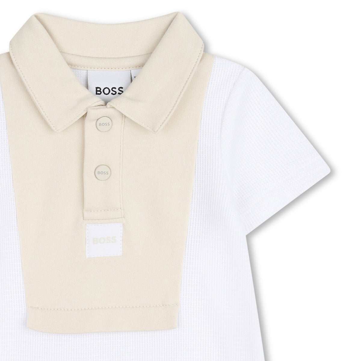 Boss Baby Boys White Romper with Stone Collar | Casa Childrenswear