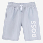 Boss Boys Pale Blue Logo Swim Shorts | Casa Childrenswear