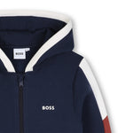 Boys Navy Contrast Hoodie