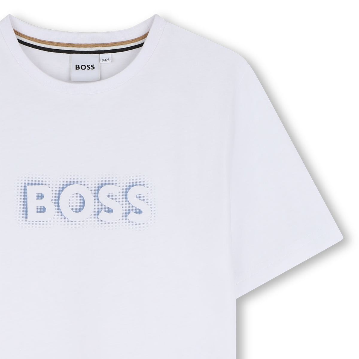 Boys White Boss Print T-Shirt