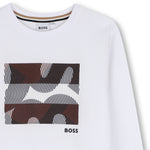 Boys White Graphic Long Sleeve T-Shirt