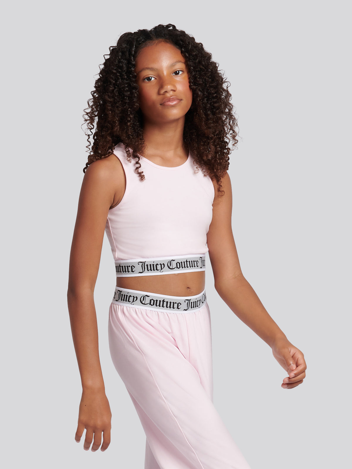 Pink Elastic Lounge Crop Vest & Wide Leg Jogger