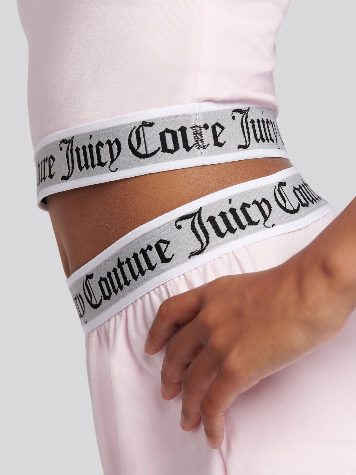 Pink Elastic Lounge Crop Vest & Wide Leg Jogger