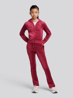Diamonte Zip Through Hoodie- Red Plum