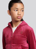 Diamonte Zip Through Hoodie- Red Plum