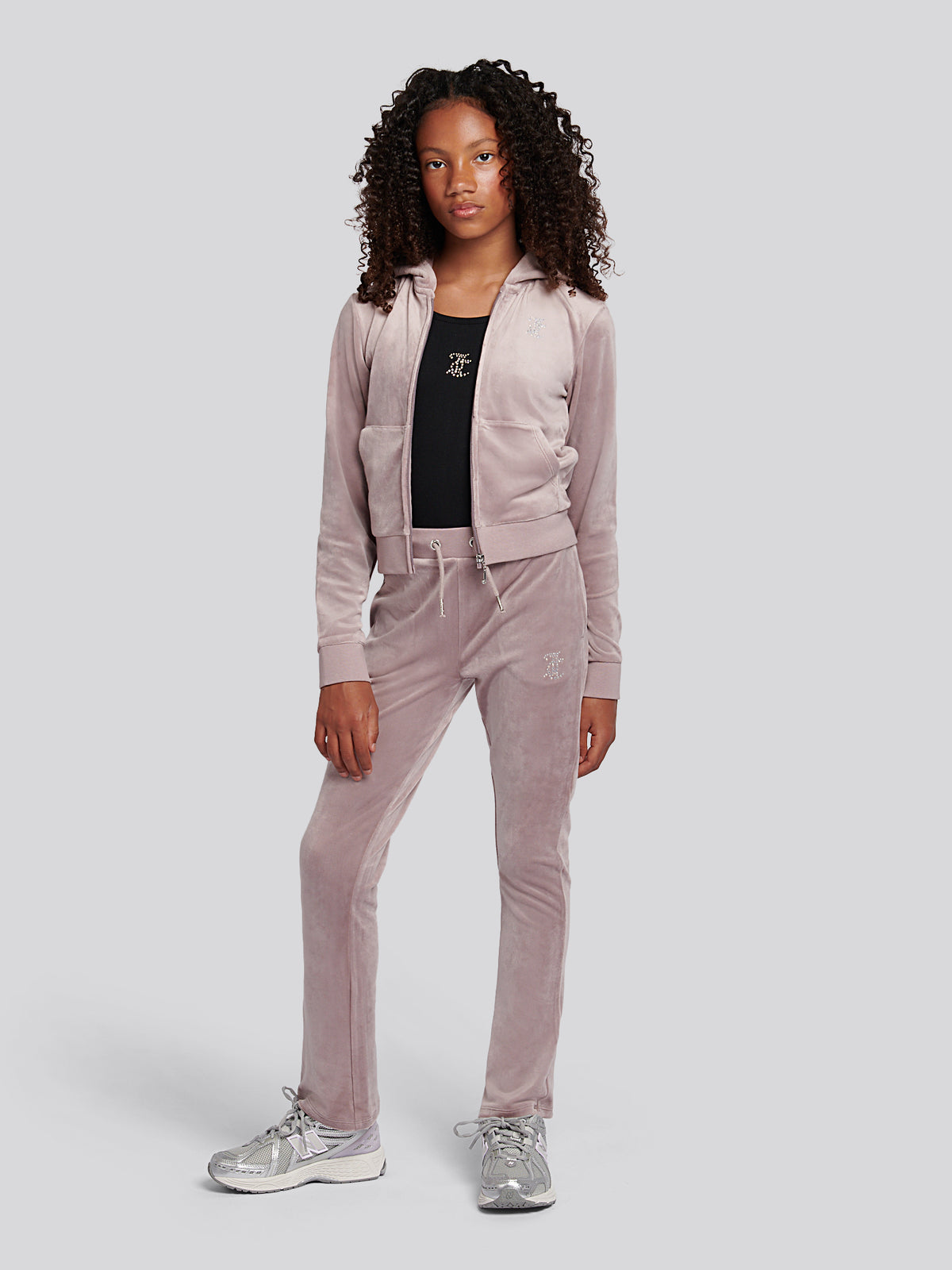 Diamonte Zip Through Hoodie- Purple Dove