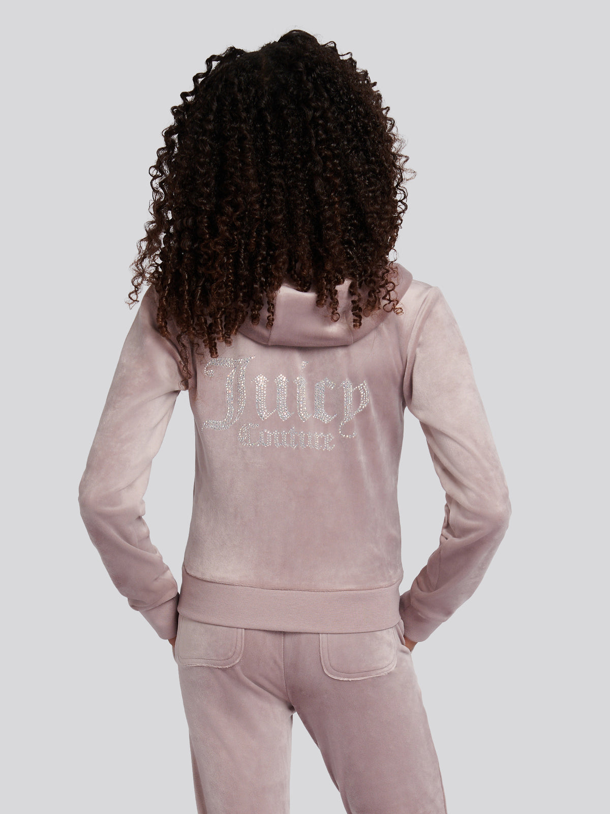 Diamonte Zip Through Hoodie- Purple Dove