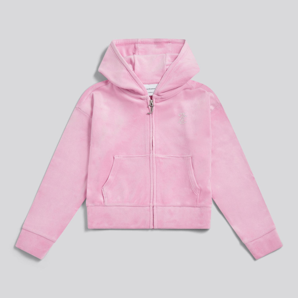Juicy Couture Pink Cropped Diamante Zip Thru Hoodie | Casa Childrenswear