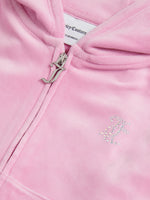 Juicy Couture Pink Cropped Diamante Zip Thru Hoodie | Casa Childrenswear