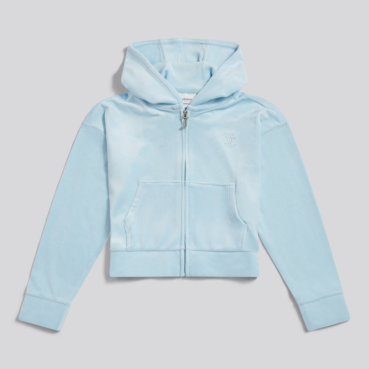 Juicy Couture Blue Cropped Diamante Zip Thru Hoodie | Casa Childrenswear