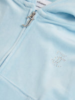 Juicy Couture Blue Cropped Diamante Zip Thru Hoodie | Casa Childrenswear