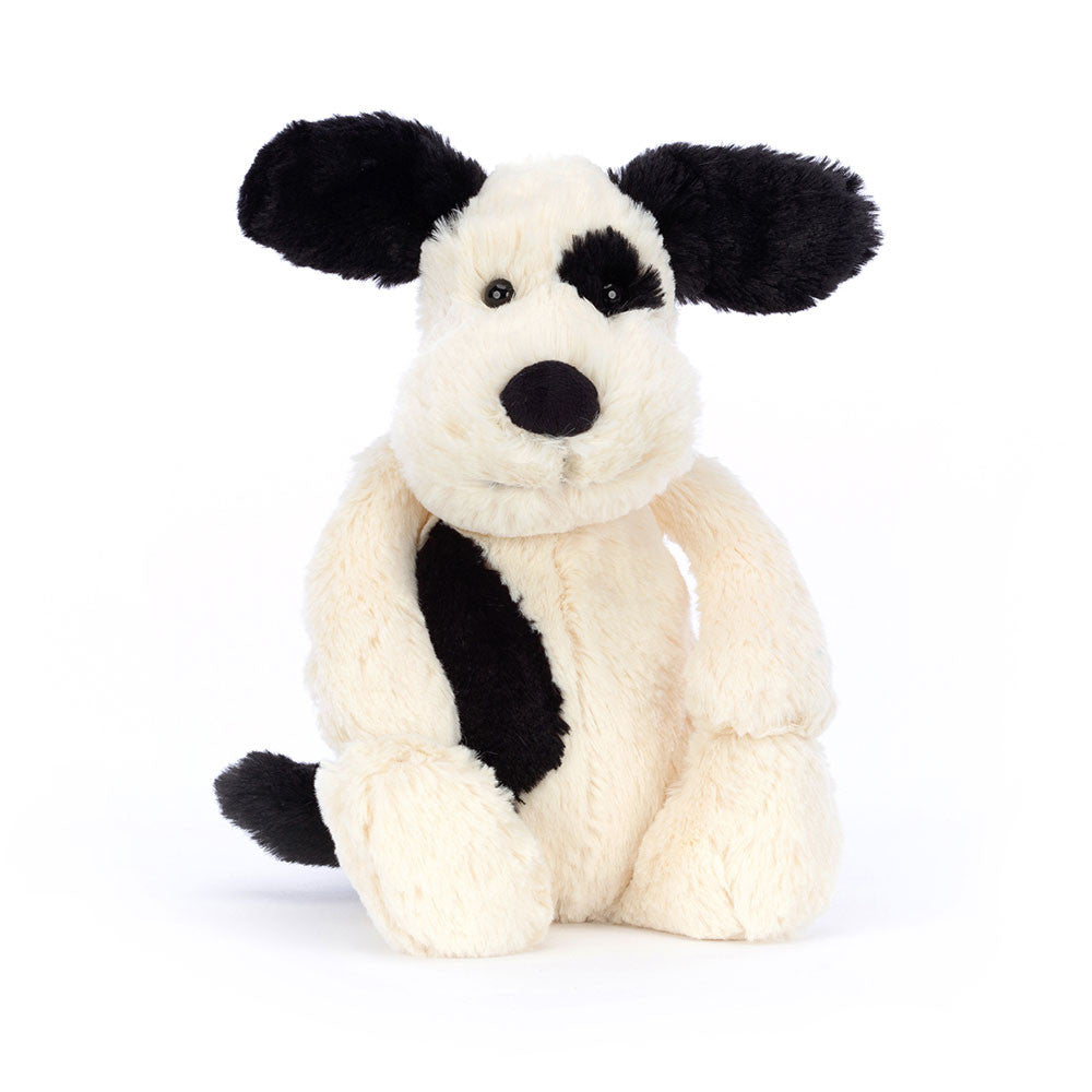 Jellycat Bashful Black & Cream Puppy (Small) - front view