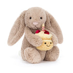 Jellycat Bashful Beige Bunny 'Birthday' - front view