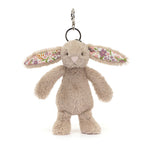 Jellycat Blossom Beige Bunny 'Petal' Bag Charm - front view