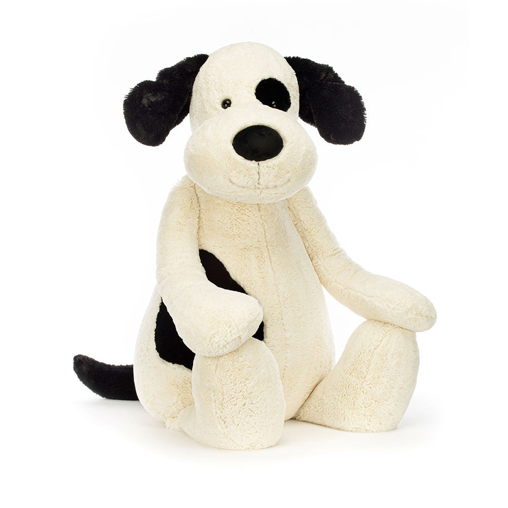 Jellycat Bashful Black & Cream Puppy Giant - front view