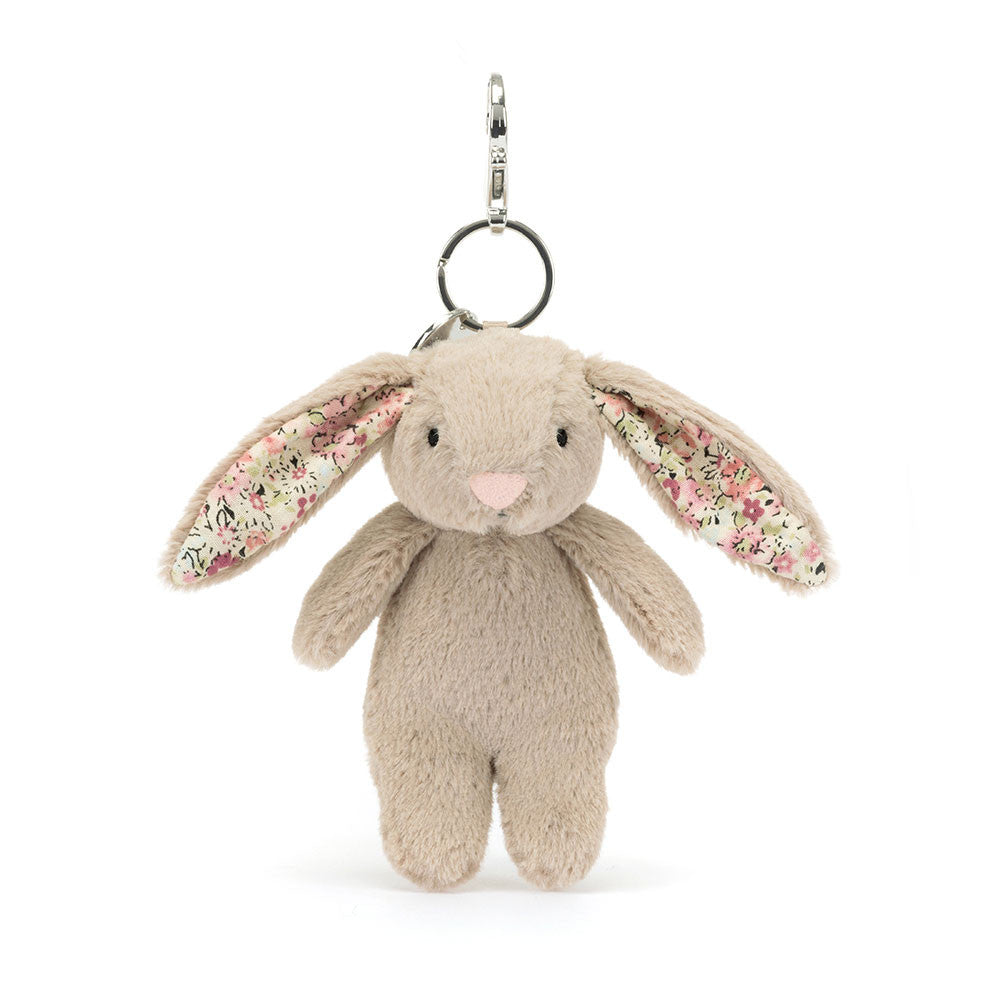 Jellycat Blossom Beige Bunny Bag Charm - front view
