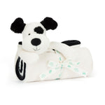 Jellycat Bashful Black & Cream Puppy Blankie - front view