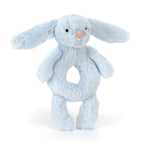 Jellycat Bashful Blue Bunny Ring Rattle - front view