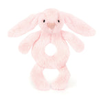 Jellycat Bashful Pink Bunny Ring Rattle - front view