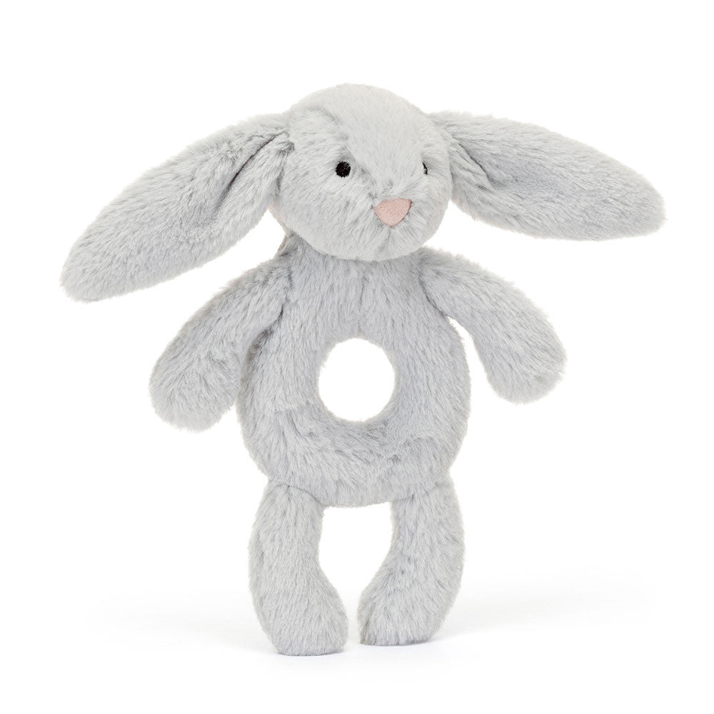Jellycat Bashful Silver Bunny Ring Rattle - front view