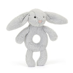 Jellycat Bashful Silver Bunny Ring Rattle - front view