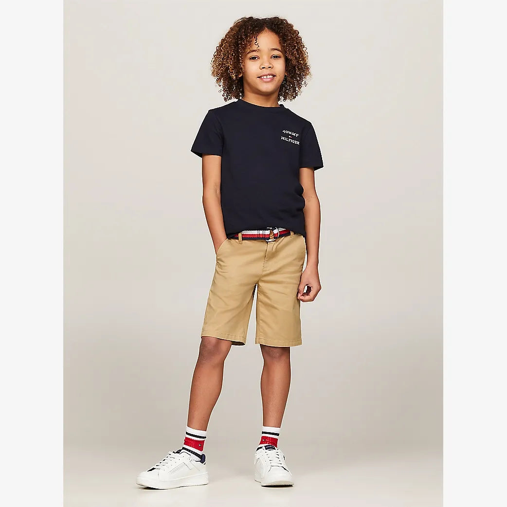 Tommy Hilfiger Woven Khaki Belted Shorts | Casa Childrenswear
