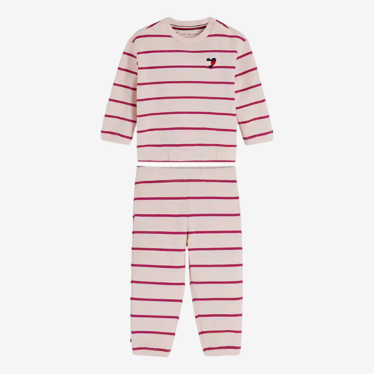 Tommy Hilfiger Baby Girls Pink Striped Tracksuit Set - full set front view