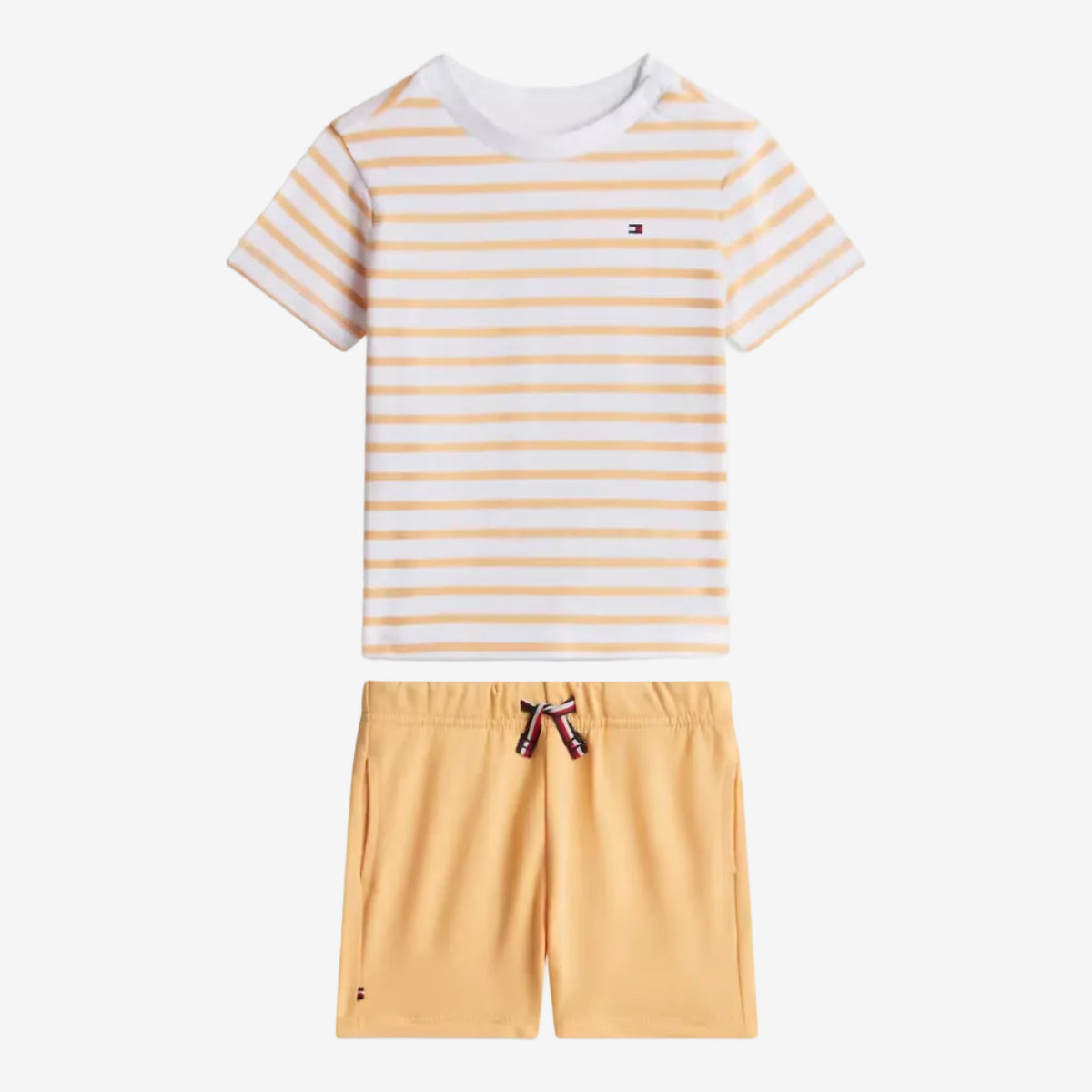 Tommy Hilfiger Baby Orange Striped T-Shirt and Short Set | Casa Childrenswear