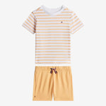 Tommy Hilfiger Baby Orange Striped T-Shirt and Short Set | Casa Childrenswear