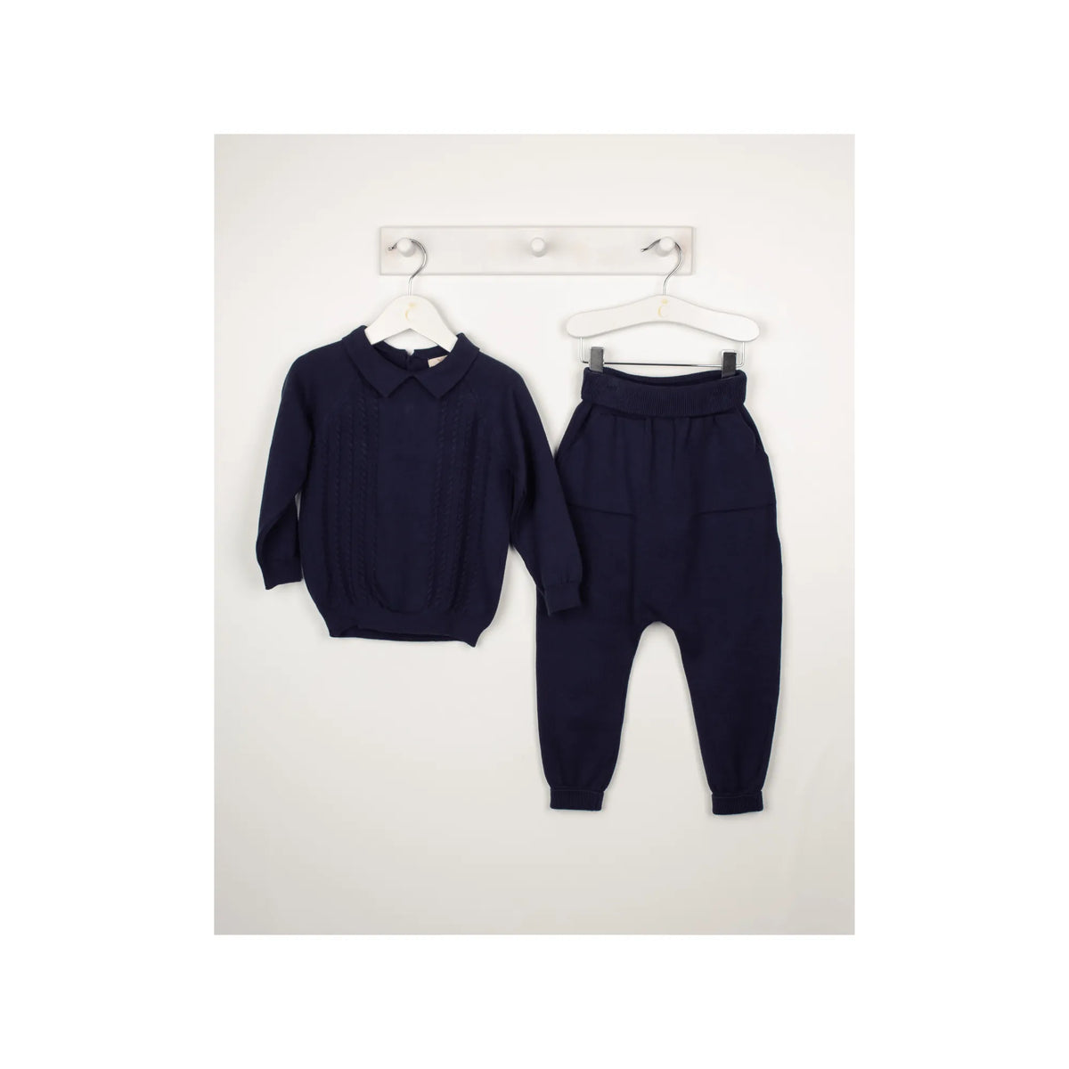 Baby Boy Navy Knit Leisure Set
