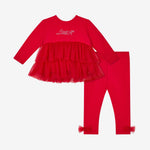 A Dee Kayla Red Tulle Legging Set | Casa Childrenswear
