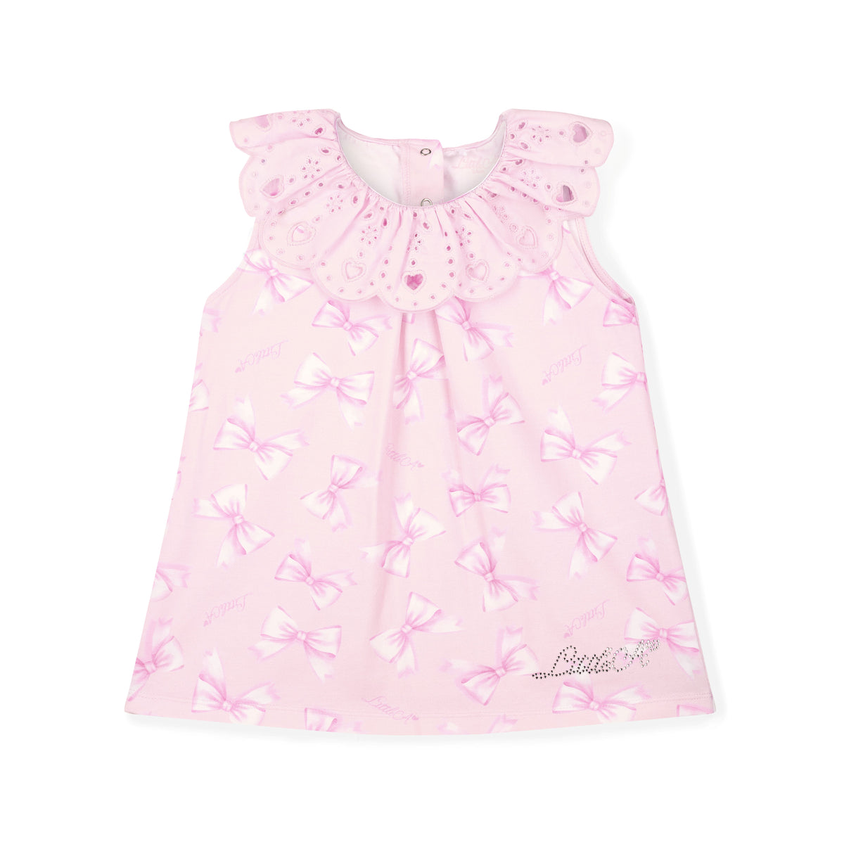 A Dee Opal Bow Print Pink Cotton Dress | Casa Childrenswear