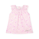 A Dee Opal Bow Print Pink Cotton Dress | Casa Childrenswear