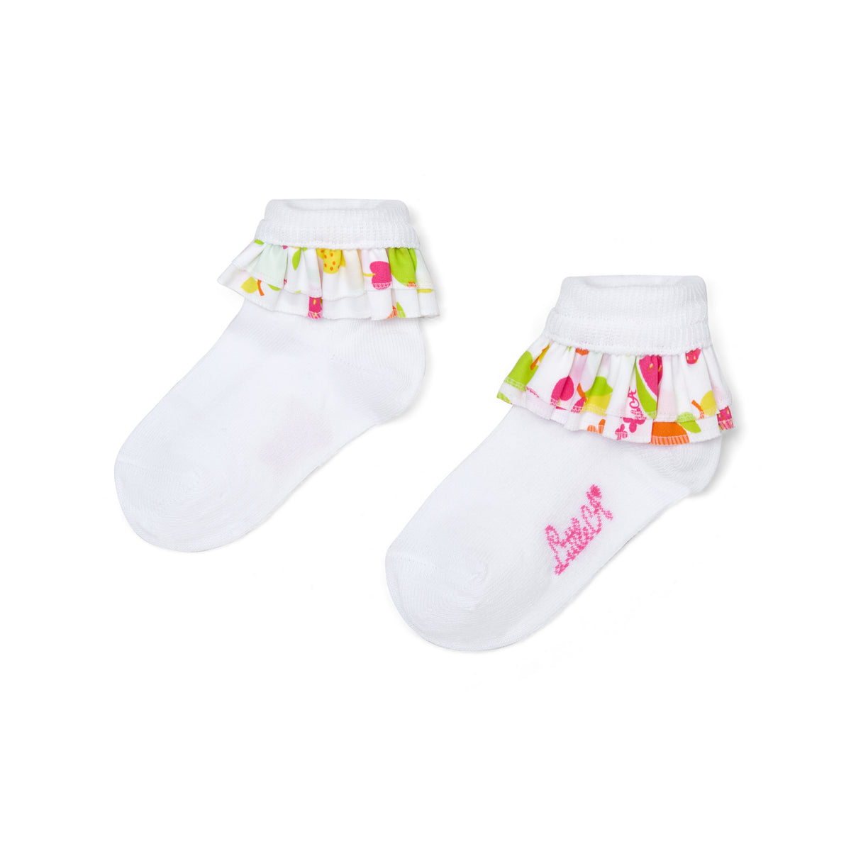 A Dee Poppy Fruit Print Frill Ankle Socks | Casa Childrenswear