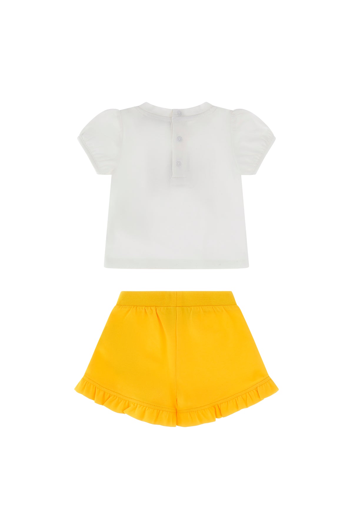 Moschino Baby Girls White & Yellow Cotton Short Set | Casa Childrenswear