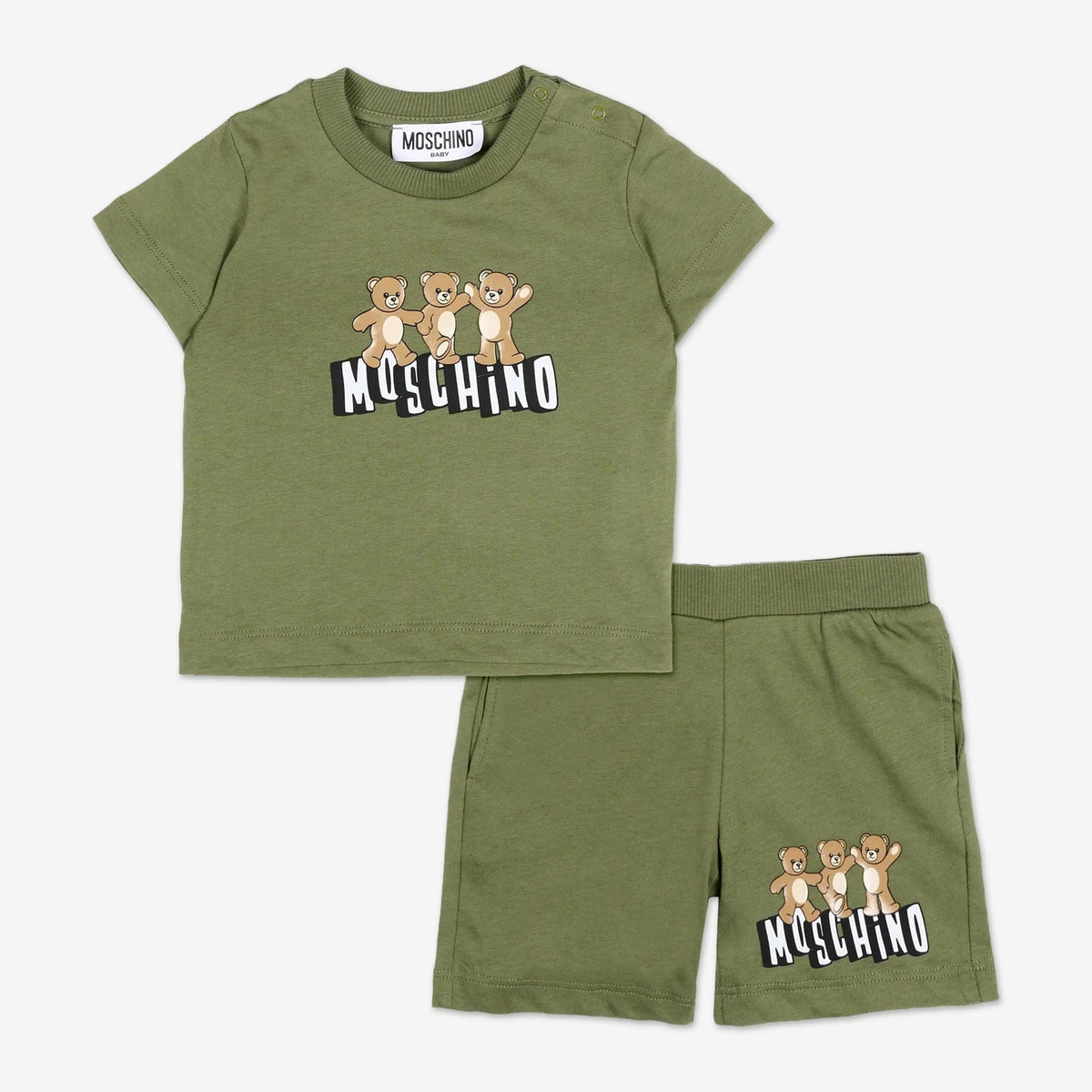 Moschino Baby Boys 3 Bear Green Short Set | Casa Childrenswear