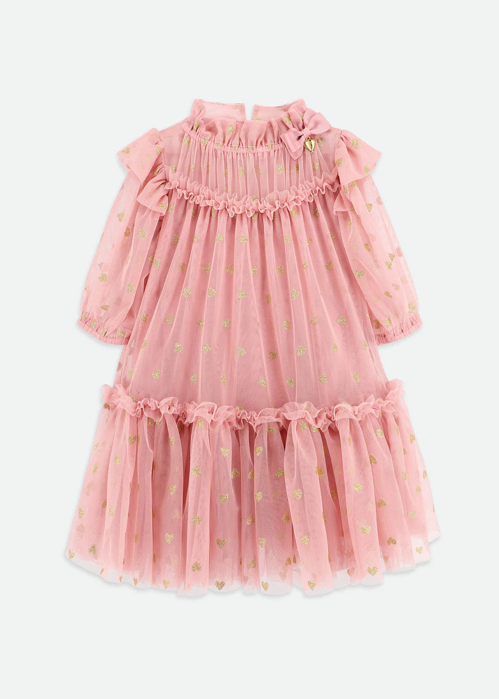 Myrtle Gold Hearts Tulle Dress Tea Rose