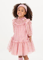 Myrtle Gold Hearts Tulle Dress Tea Rose