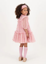 Myrtle Gold Hearts Tulle Dress Tea Rose