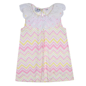 Lucinda White Chevron Poplin Dress