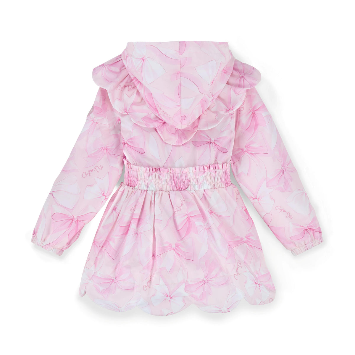 A Dee River Pink Bow Print Hooded Jacket | Casa Childrenswear