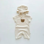 Cozy Crew Club Cool Summer Beige Bear & Bonnet Hat Set | Casa Childrenswear