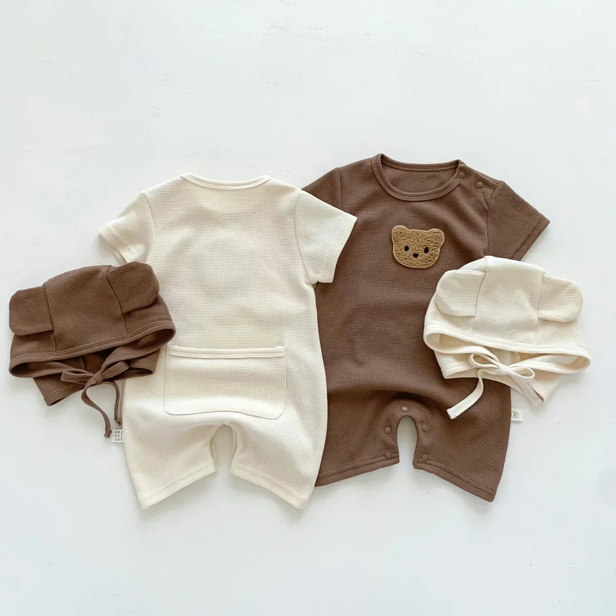 Cozy Crew Club Cool Summer Beige Bear & Bonnet Hat Set | Casa Childrenswear