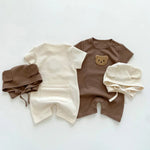Cozy Crew Club Cool Summer Beige Bear & Bonnet Hat Set | Casa Childrenswear
